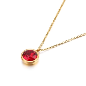 18k gold plated titanium necklace with round red evil eye pendant and delicate chain