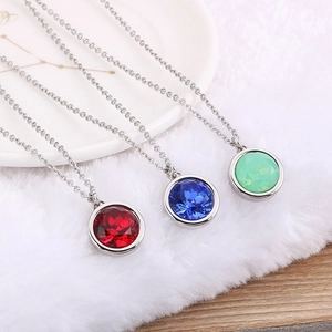 18k gold plated stainless steel necklace with round evil eye gemstone pendants