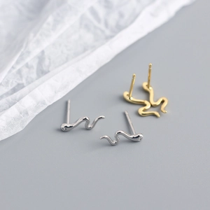 S925 sterling silver snake earrings with crystals in gold and silver finishes