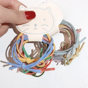 Set di 6 elastici per capelli colorati con fiocco, fasce elastiche per capelli