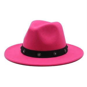Fedora Hat Women Woolen Felt Wide Brim Vintage Jazz Cap With Rhinestone Band Elegant Autumn Winter