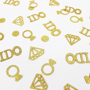 Gold glitter I DO and diamond ring confetti for wedding and engagement party decor