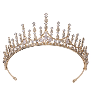 Luxury Alloy Rhinestone Zirconia Bridal Crown Tiara Vintage Gold Silver Wedding Headpiece For Women Birthday Pageant Party Accessory