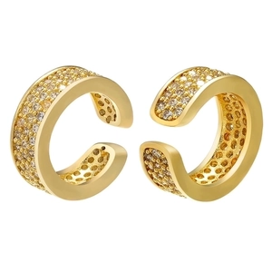 C Shaped Ear Cuff Brass Micro Pave Cubic Zirconia Non Piercing Clip Earrings Elegant Minimalist Jewelry For Women