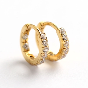 Boucles d'oreilles créoles plaquées or en argent S925 avec zircons scintillants sertis