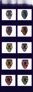 LED Halloween maskers in 10 kleuren zoals neon blauw rood en groen voor feestkostuums
