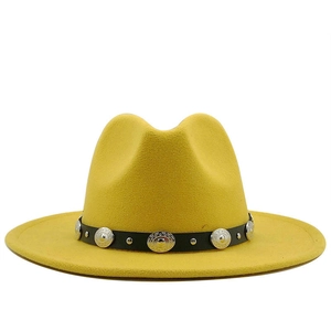 Vintage British Fedora Hat For Women Cashmere Wool Felt Jazz Hat With Metal Belt Buckle Wide Brim Church Hat Party Travel Sun Hat