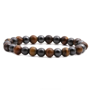 Handmade Natural Tiger Eye Hematite Beaded Bracelet For Men Women Healing Energy Elastic Stone Bracelet Fashion Jewelry