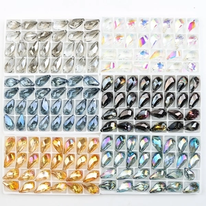 Waterdrop crystal pendant beads in various AB plated colors for DIY jewelry making