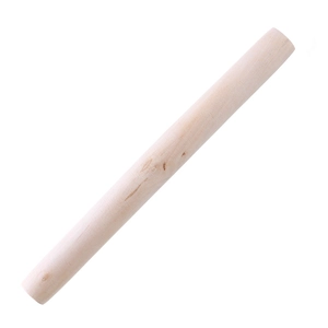 Rodillo de cocina de madera maciza con vetas naturales y acabado liso en fondo blanco