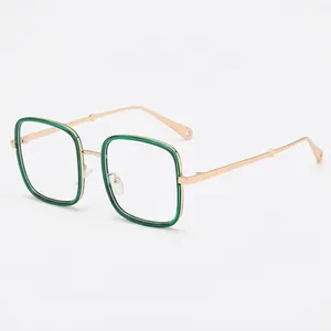 Occhiali quadrati MAIDIS montatura trasparente verde con stanghette in metallo oro