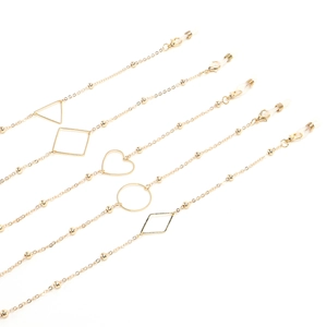 Geometric Gold Alloy Glasses Chain With Silicone Loops Anti Slip Sunglasses Strap Fashion Eyewear Holder