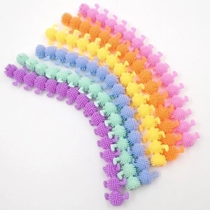 Colorful TPR sensory caterpillar stretch toys with soft spikes for stress relief