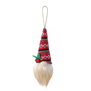 Christmas Gnome hanging pendant with red knitted hat and warm light-up gnome decoration