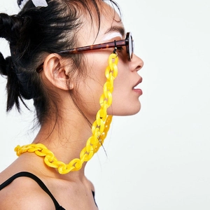 Chunky Acrylic Glasses Chain Strap Anti-Slip Silicone Loops Sunglasses Holder Retro Fashion Jewelry For Women
