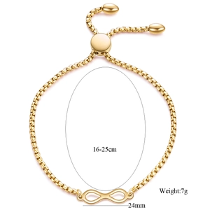 Bracciale infinito dorato regolabile con simbolo da 24mm e cordino a scorrimento