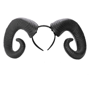 Black ram horn headband with realistic texture for Halloween cosplay accessories