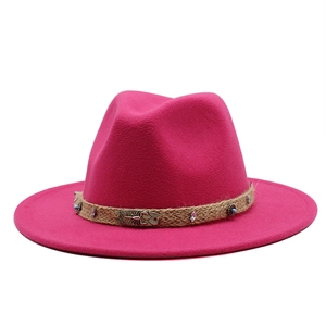 Fuchsia wool felt fedora with straw band featuring a vintage scorpion and turquoise charm