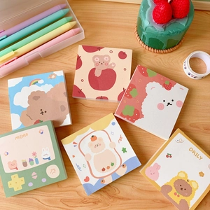 Cute cartoon bear memo pads collection with colorful patterns for scrapbooking