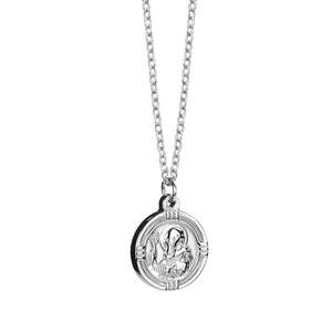 Collier médaille Saint Christophe en relief argenté poli pour femme avec plaqué or 18 carats