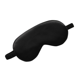 Soft black faux silk sleep mask with elastic strap for travel and night rest