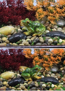 Detailed realistic green resin frog miniature for garden decor and bonsai landscapes