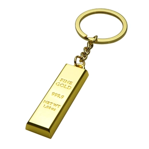 Creative gold bar keychain with 999.9 fine gold engraving for bank gift promotion
