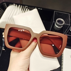 Chic oversized square matte sunglasses in reddish-brown finish for fashionable women