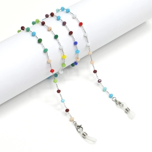 Colorful Crystal Bead Stainless Steel Glasses Chain Non Slip Eyewear Strap Holder Neck Lanyard Sunglasses Accessories