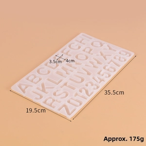 Silicone alphabet and number mold for resin, size 35.5x19.5cm, for DIY jewelry making