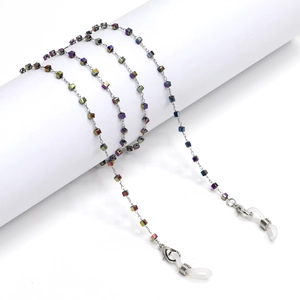 Stainless Steel Glasses Chain With Colorful Square Beads Anti-Slip Eyewear Lanyard Holder For Sunglasses Women Men