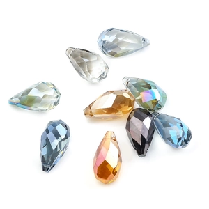 Faceted 12x22mm colorful teardrop crystal pendants for jewelry making with top-drilled holes