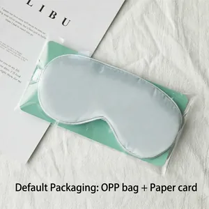Double-sided faux silk light-blocking sleep eye mask in light blue gray with elastic strap