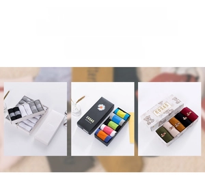 Detailed view of disposable low-cut socks in various colors with retail box packaging