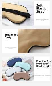Adjustable silk sleep masks showing ergonomic nose design and soft elastic straps in five colors