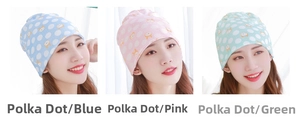 Microfiber coral fleece hair drying caps featuring polka dots and cute cat designs