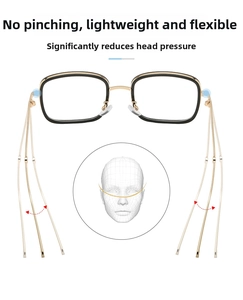 Dettaglio delle montature quadrate flessibili nero e oro con aste elastiche per il comfort