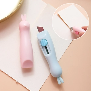 Cloud-shaped mini rabbit utility knife for students, portable box opener in pink and blue