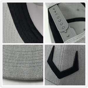 Gray hip-hop snapback hat with embroidered antlers and adjustable plastic strap closure