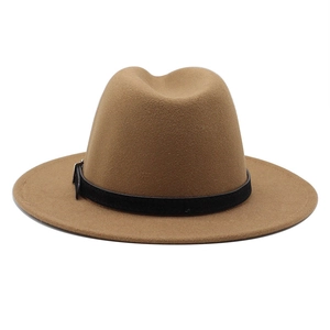 Classic brown wool felt fedora hat featuring a black leather belt with silver buckle