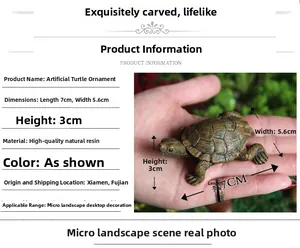 Figurine tortue en résine miniature 7x5,6x3cm pour jardin et décor de micro paysage