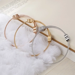 Fashion heart titanium steel wire cable bracelets in rose gold, gold, and silver finishes