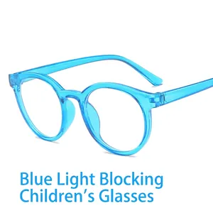 Kids round frame blue light blocking glasses with transparent blue lightweight frames