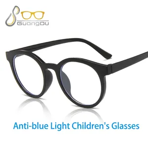 Kids vintage round blue light blocking glasses with lightweight black frame for screen use