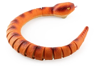 Realistic orange-brown remote control snake toy with detailed scale texture and jointed body