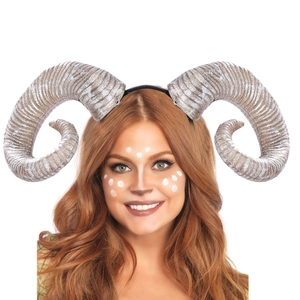 Realistic white ram horn headband for Halloween cosplay and themed costume parties