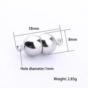 Silver plated magnetic jewelry clasp for necklaces with 18mm length dimensions