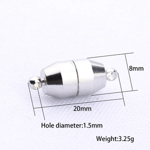 Polished silver magnetic clasp for jewelry DIY with 20mm length and 8mm width