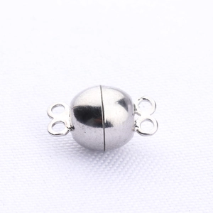 Macro shot of silver magnetic jewelry clasps for DIY necklace and bracelet crafting