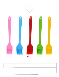 Detailed display of silicone oil brushes in five colors for baking and grilling